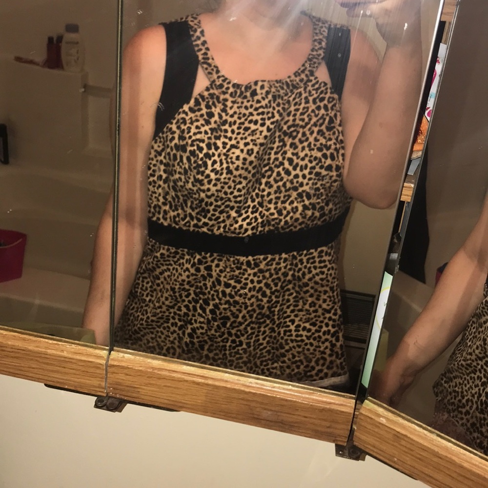 Sexy Animal Print Top! Cut-out Detail On Neckline.